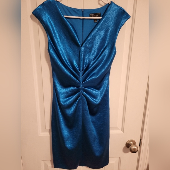 Retro Vintage 80's Satin Finish Bright Cocktail Dress - Picture 1 of 2
